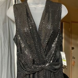 Jessica Howard Black Metallic Jumpsuit Size 14